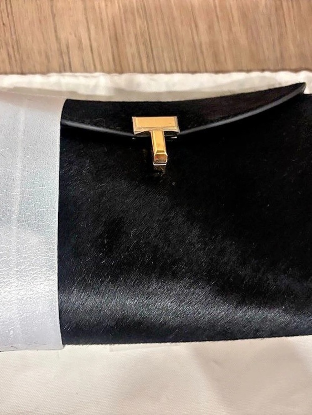 Toteme T-Lock Pony Hair Leather Clutch convertible with straps NWT